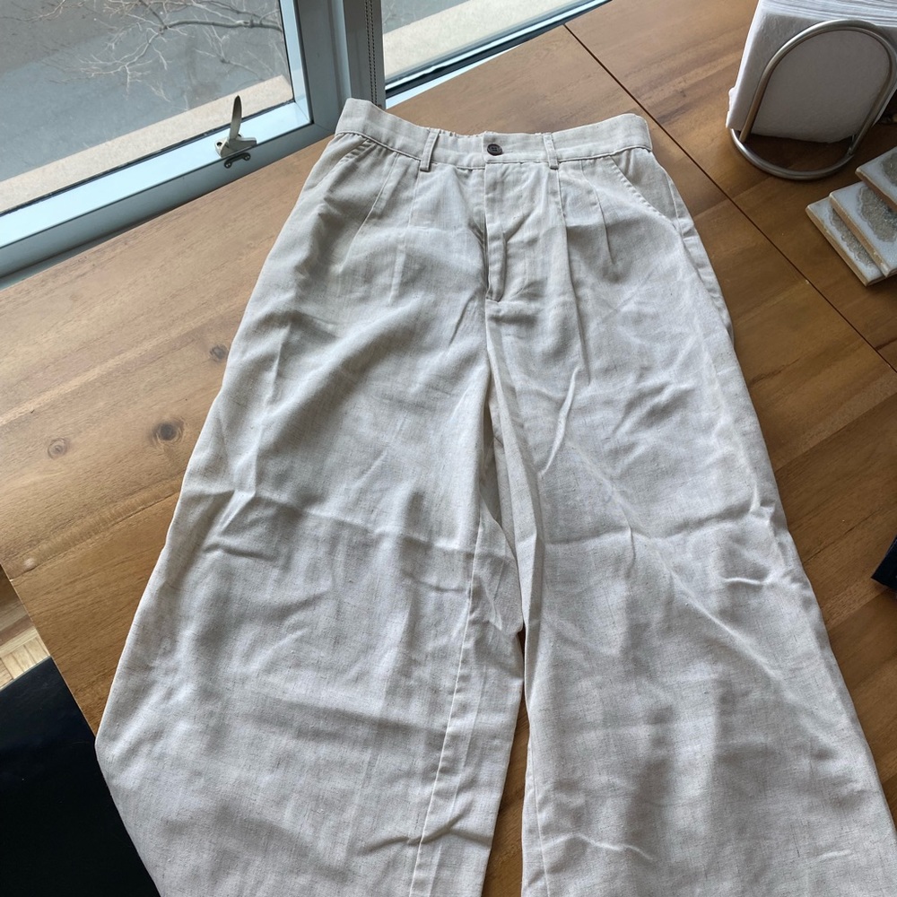 Mink pink tan flared trousers
